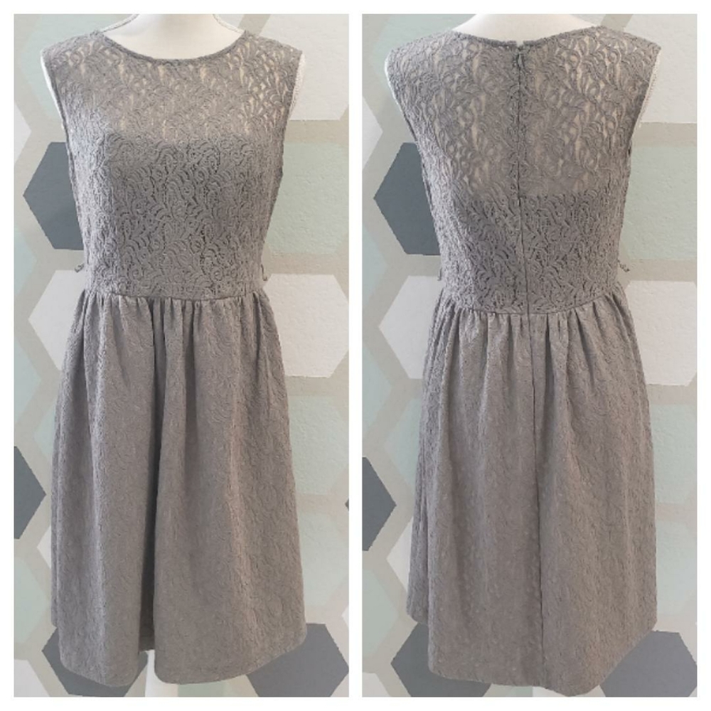 Tevolio Gray Lace Overlay Dress